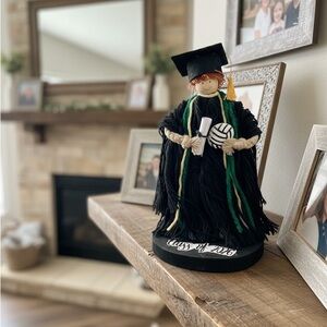 Graduation Doll with Green and Gold Accents